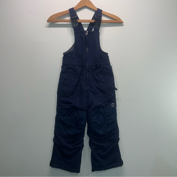 Lands End Kids Squall Snowpants Bib 4 Boys Girls Navy Blue Sking Snowboarding - Picture 1 of 13